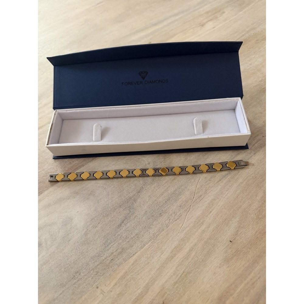 NEW Gold IP Tungsten Bracelet with Tungsten Links Men's